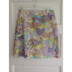 Talbots lavender floral pencil skirt 6 cotton stretch lined classic work party